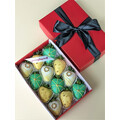 12pcs Green, Yellow, Gold & White Chocolate Strawberries Gift Box